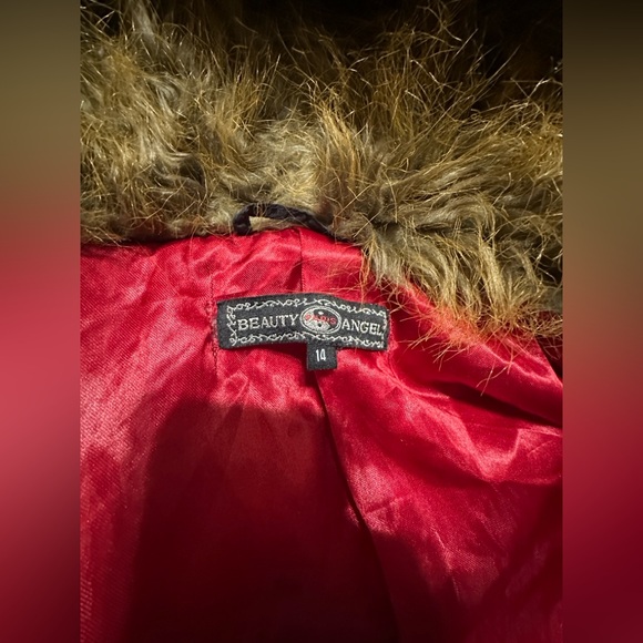 y2k faux fur trim coat penny lane ~ VERY DAMAGED - Picture 2 of 10
